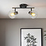 Plafondlamp zwart met transparant glas, 2-lichts - Jenthe