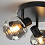Ronde plafondlamp zwart met smoke glas en spiegeleffect, 3-lichts - Jenthe