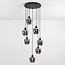 7-lichts hanglamp zwart met smoke grijs glas - Hollister