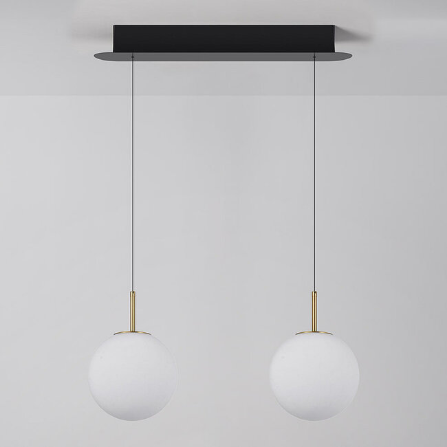 Luxuriöse Pendelleuchte Svea gold mit Milchglas - 3-stufig dimmbar, 2700K