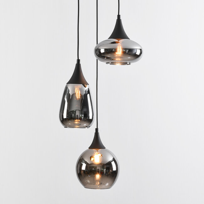 Moderne Pendelleuchte mit Rauchglas, 3-flammig - Loua