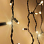 Lichtvorhang erweiterbar schwarz | ab 2 Meter | 300 LEDs | 2200K extra warmweiß mit Funkeln | Gummi