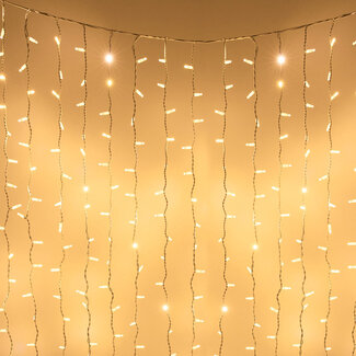 Lichtvorhang erweiterbar weiß | ab 2 Meter | 300 LEDs | 2200K extra warmweiß | Gummi