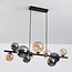 Design-Pendelleuchte Deka schwarz mit amber- und rauchglas, 10-flammig