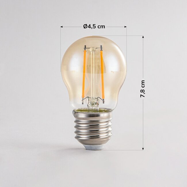 2,5W & 4,5W Filament Glühlampe, 2000K, amber Ø45 - dimmbar