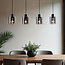 Moderne Pendelleuchte schwarz mit Rauchglas, 4-flammig - Palaio