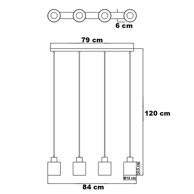 Moderne Pendelleuchte schwarz mit Rauchglas, 4-flammig - Palaio