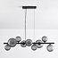 Design Pendelleuchte Givree, 9-flammig - schwarz mit grauem mattierten Glas