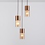 3-flammige Design-Pendelleuchte bronze mit amber Glas - Latte
