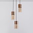 3-flammige Design-Pendelleuchte bronze mit amber Glas - Latte