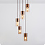 5-flammige Design-Pendelleuchte bronze mit amber Glas - Cortado