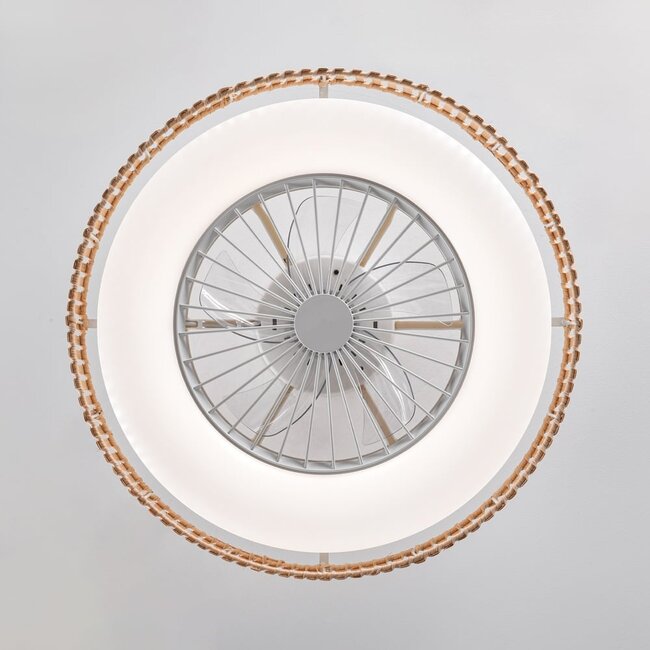 Deckenventilator Cakir mit LED - hellbrauner Bambusschirm