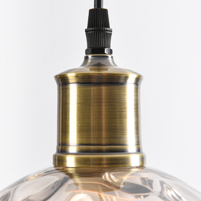 1-flammige Hängeleuchte Lotte - Cognacfarbenes Glas + Wölbung