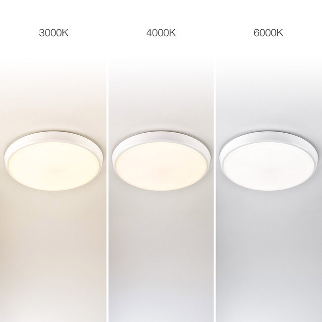 Deckenleuchte Weiß Ø35,2 cm mit Notfunktion und Sensor – CCT-Schalter 3000K/4000K/6000K
