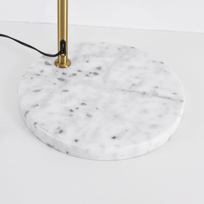 Stehlampe Bask verstellbar mit natürlichem Schirm - Messing