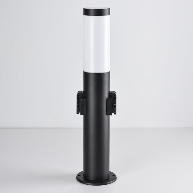 Edelstahl Sockelleuchte mit 2 Steckdosen - Rund