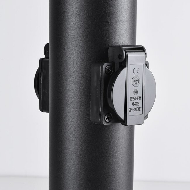 Edelstahl Sockelleuchte mit 2 Steckdosen - Rund