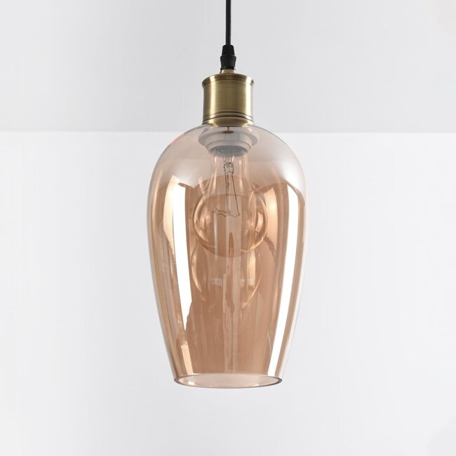 1-flammige Hängeleuchte Verona - amber - länglich glatt