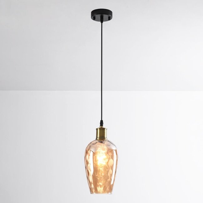 1-flammige Hängelampe Verona - Amberglas mit Wölbung