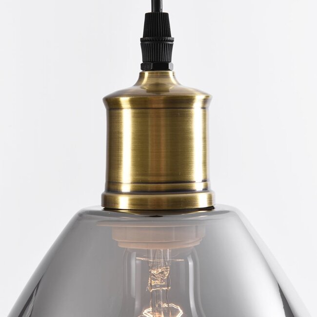 1-flammige Hängeleuchte Verona - rauchgrau - tropfenförmig glatt Spiegeleffekt