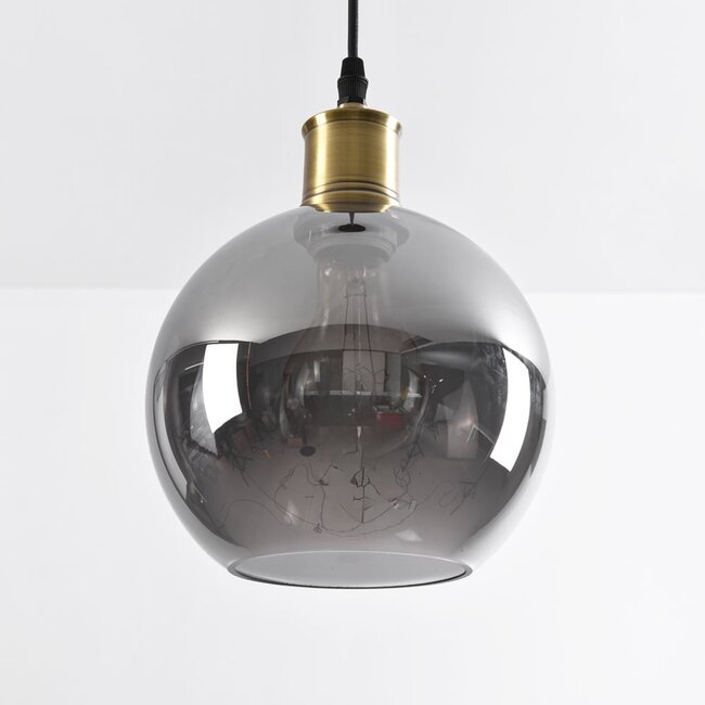 1-flammige Hängeleuchte Verona - rauchgrau - rund glatt Spiegeleffekt