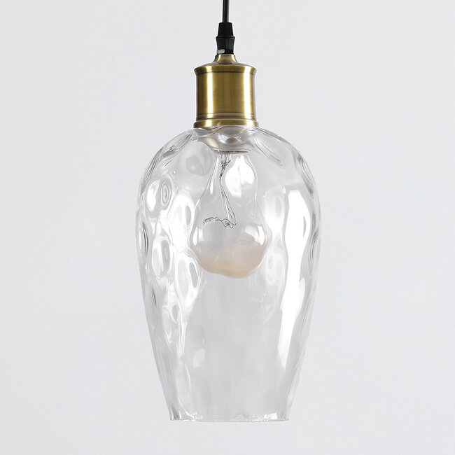 1-flammige Hängelampe Verona - längliches transparentes Glas mit Wölbung