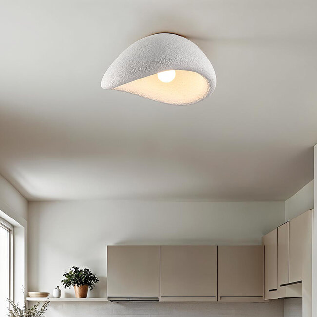 Wabi-Sabi-Deckenlampe Concrete Aura 38 x 30 cm Steinmotiv - Weiß