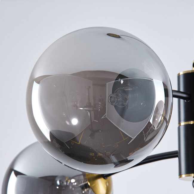 Pendelleuchte Firenze mit Rauchglas, 4-flammig - schwarz