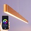 Smarte minimalistische Pendelleuchte Ami mit WLAN und integrierten LEDs - Holzoptik