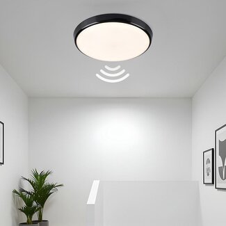 Deckenleuchte schwarz Ø35,2 cm mit Sensor und einstellbarer Farbtemperatur