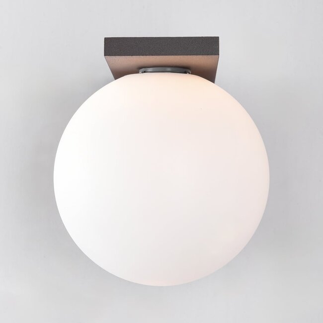 Außenwandleuchte braun mit milchig weißem Polycarbonatschirm - Luna