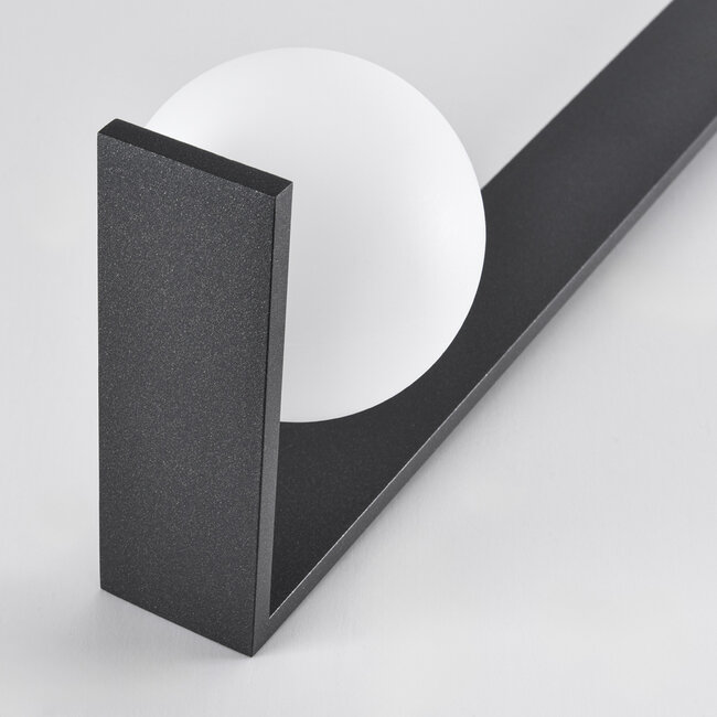 Sockelleuchte anthrazit mit milchig weißem Polycarbonatschirm - Mesia