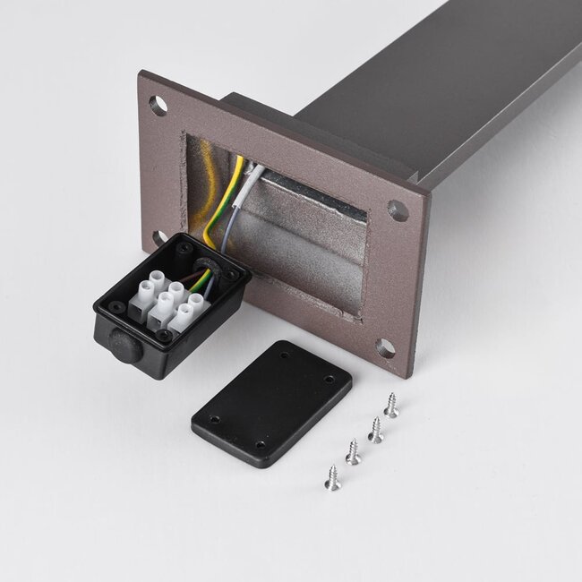 Sockelleuchte braun mit milchig weißem Polycarbonatschirm - Mesia