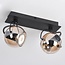 Moderne Deckenleuchte mit amber Glas und 2 Spots, schwarz - Jari