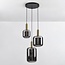 3-flammige Hängelampe Pendu - Schwarz, Gold und Rauchglas