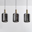 3-flammige schwarz-goldene Pendelleuchte mit Rauchglas - Teto