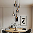 Design- Pendelleuchte schwarz mit Rauchglas und goldenen Details, 5-flammig - Cinque