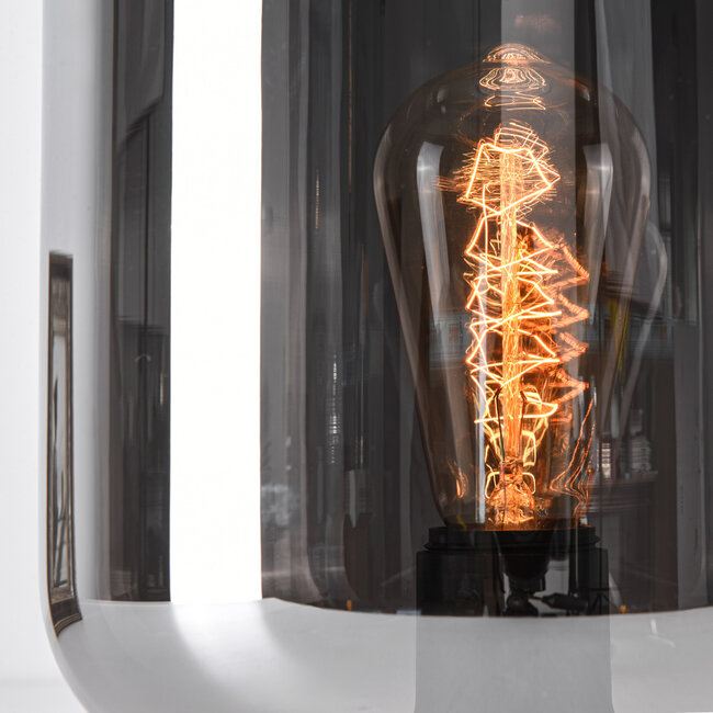 Moderne gläserne Tischlampe schwarz mit Rauchglas - Solo