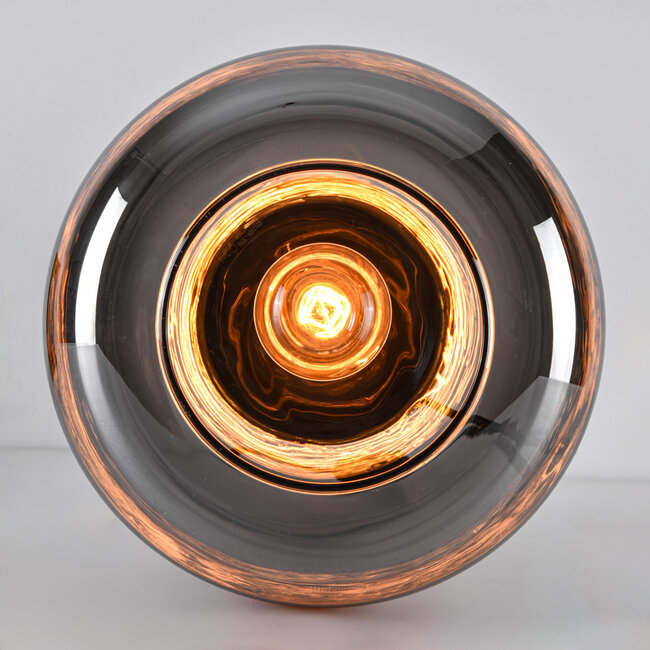 Moderne gläserne Tischlampe schwarz mit Rauchglas - Solo