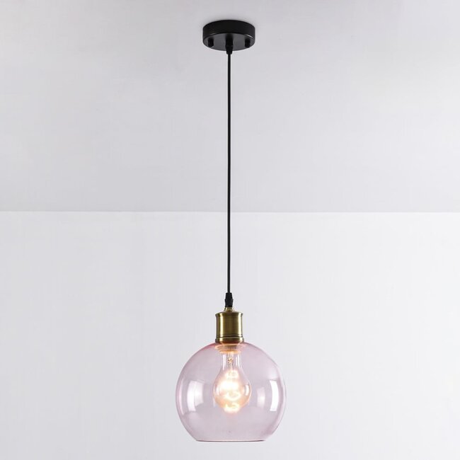 1-flammige Hängelampe Liya in rotem Glas, Variante 1