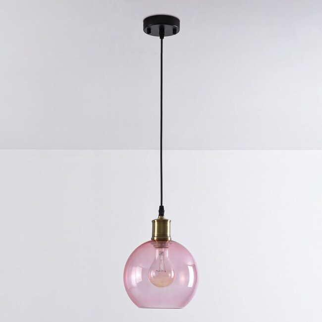 1-flammige Hängelampe Liya in rotem Glas, Variante 2