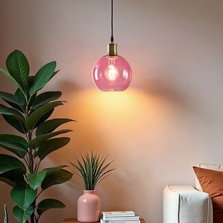 1-flammige Hängeleuchte Liya - Rotes Glas - Variante 4