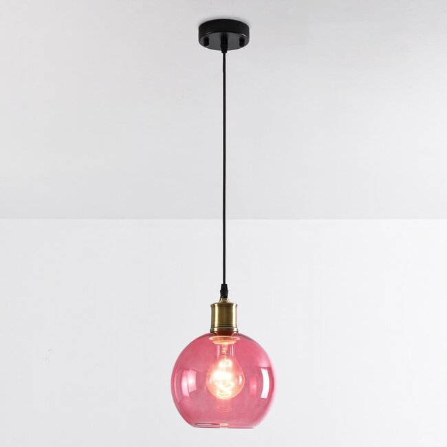 1-flammige Hängeleuchte Liya - Rotes Glas - Variante 4