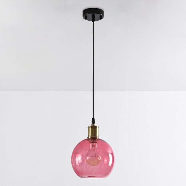 1-flammige Hängelampe Liya in rotem Glas, Variante 4