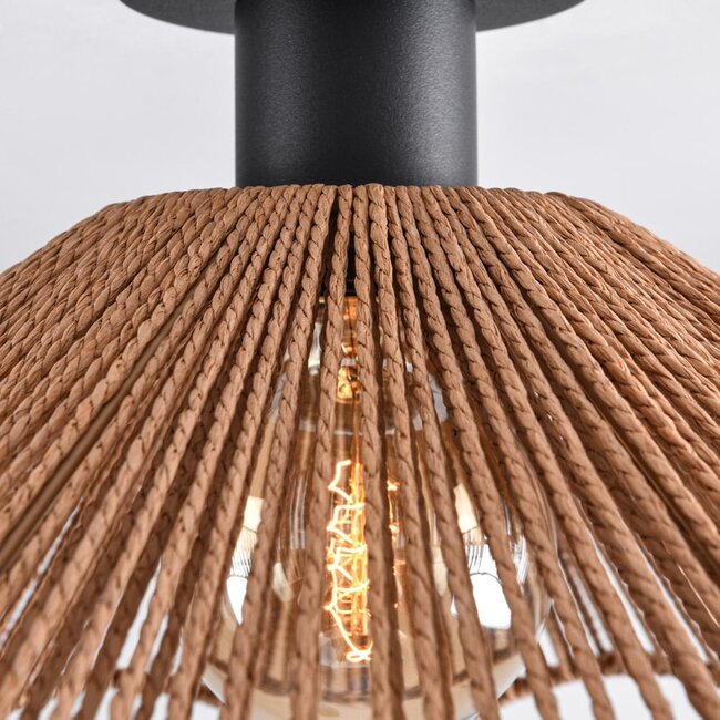 1-flammige Deckenlampe Carta - Schwarz und Kordel