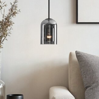 Hängeleuchte Topel in Glockenform - Rauchglas