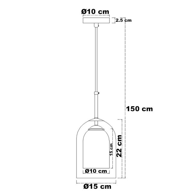 Hängeleuchte Topel in Glockenform - Rauchglas