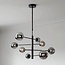 8-flammige Deckenlampe Oito - Schwarz und Rauchglas