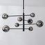 8-flammige Deckenlampe Oito - Schwarz und Rauchglas