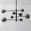 8-flammige Deckenlampe Oito - Schwarz und Rauchglas